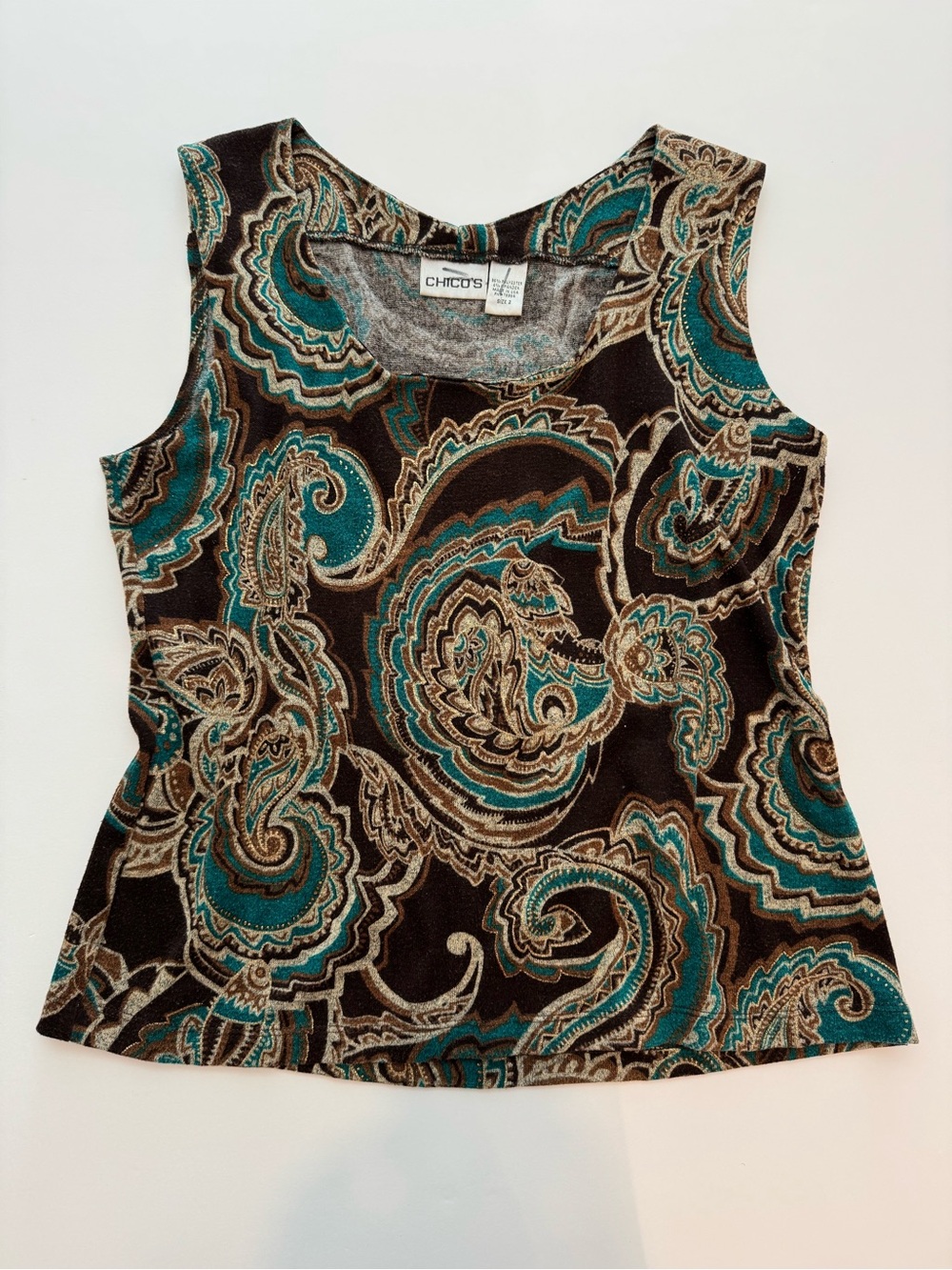 Chico's Teal and Brown Paisley Tank